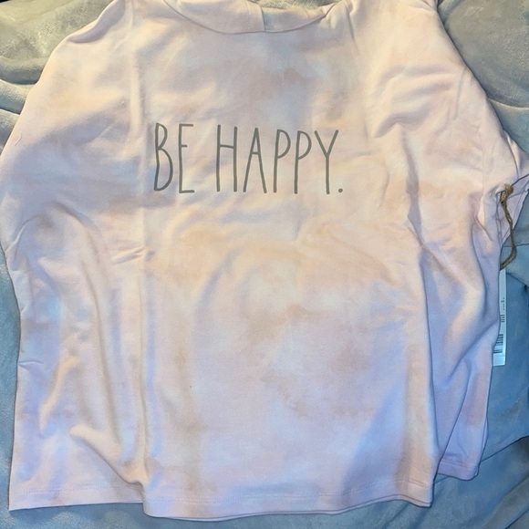 Rae Dunn Tops - Rae Dunn “Be Happy” Super Soft Hoodie- lgt pink